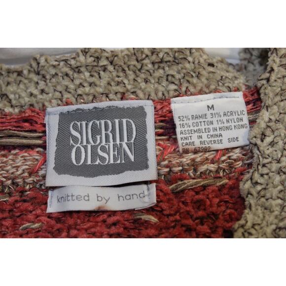 Sigrid Olsen Women's M Hand Knit Sweater Cardigan Multicolor Button-up V-Neck - Picture 4 of 10